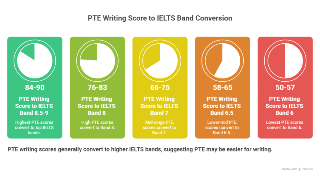 PTE Writing Score to IELTS Band Conversion