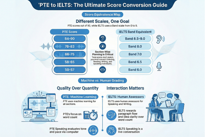PTE to IELTS Conversion Guide India